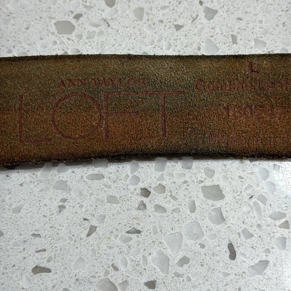 Leather Belt W Heavy buckle w woven detail thick brown distressed boho SZ L 45” - Picture 4 of 6